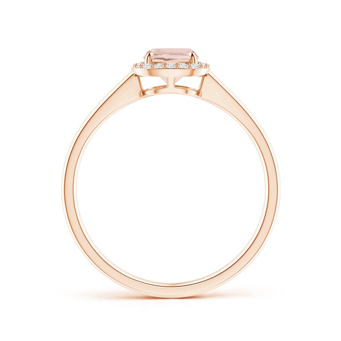 7x5mm AA Claw-Set Cushion Morganite Halo Split Shank Ring in 9K Rose Gold product image