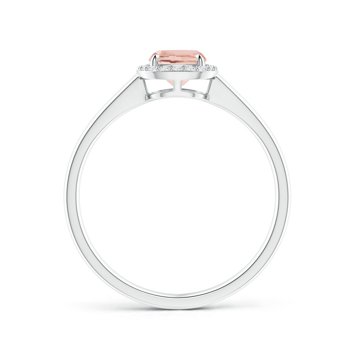 7x5mm AAAA Claw-Set Cushion Morganite Halo Split Shank Ring in P950 Platinum side-1