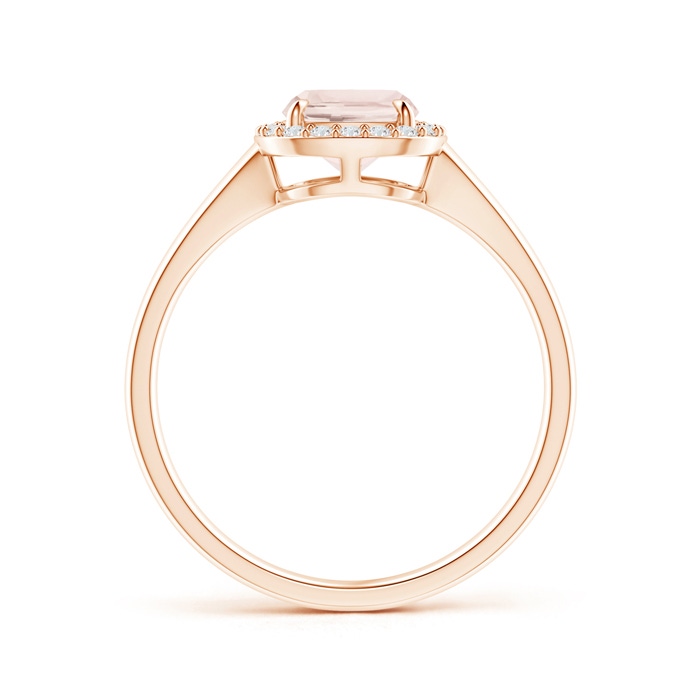 8x6mm A Claw-Set Cushion Morganite Halo Split Shank Ring in Rose Gold side-1