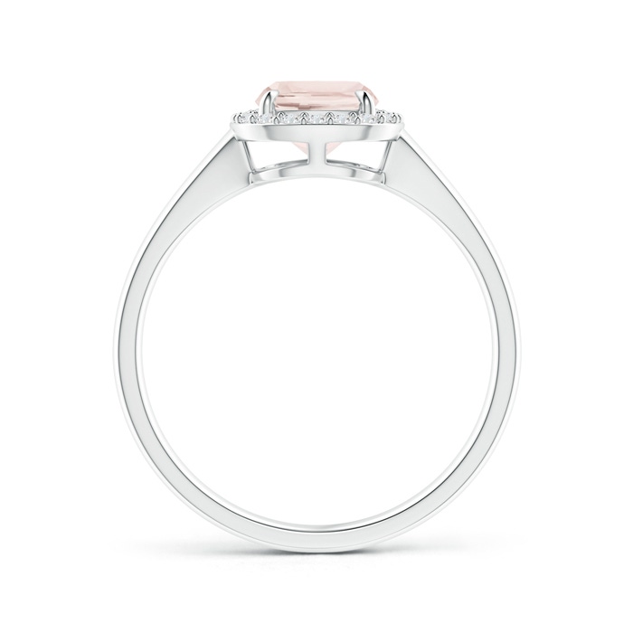 8x6mm A Claw-Set Cushion Morganite Halo Split Shank Ring in White Gold side-1