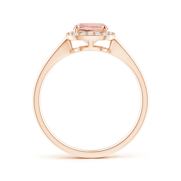 8x6mm AAAA Claw-Set Cushion Morganite Halo Split Shank Ring in 10K Rose Gold product image