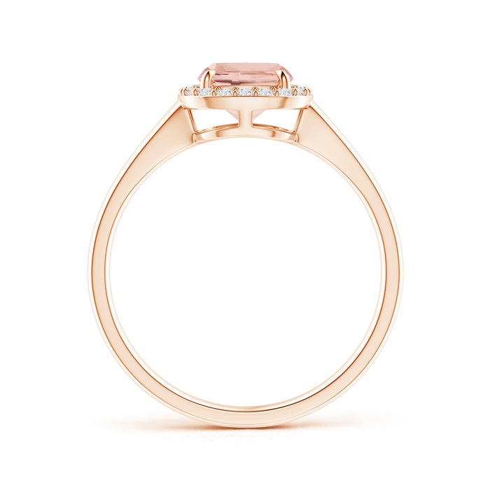 8x6mm AAAA Claw-Set Cushion Morganite Halo Split Shank Ring in Rose Gold - side 1