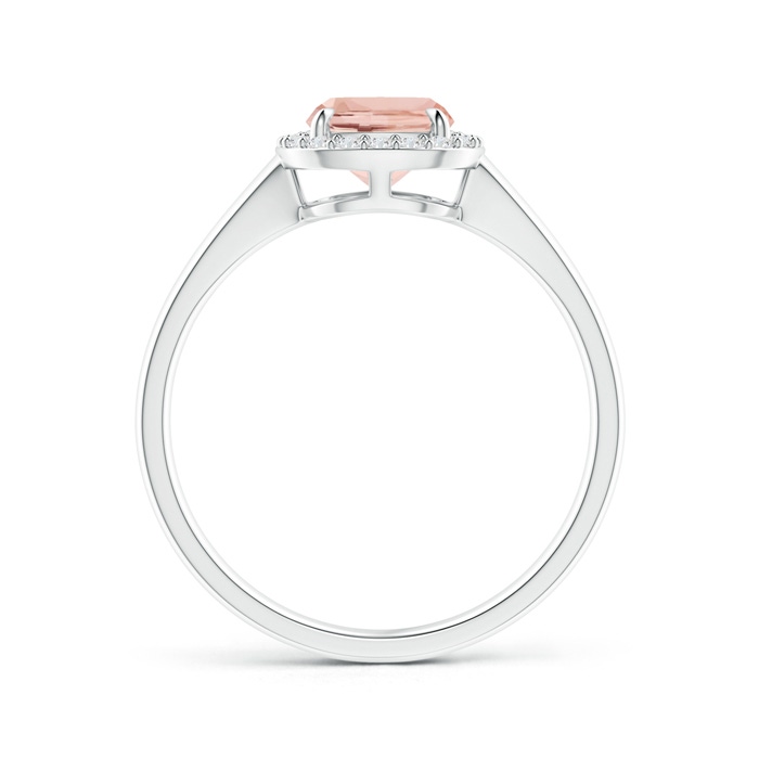 8x6mm AAAA Claw-Set Cushion Morganite Halo Split Shank Ring in White Gold side-1