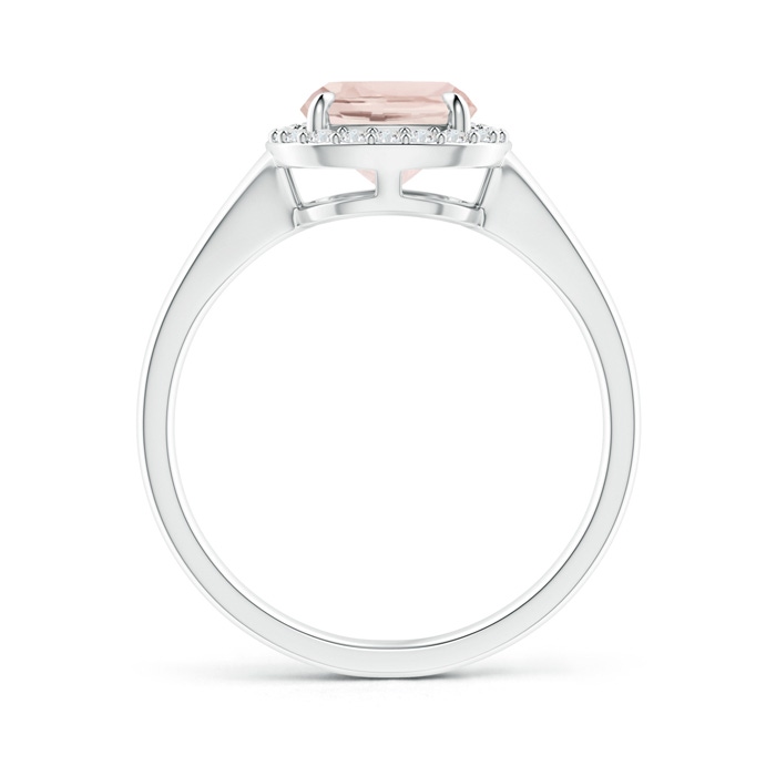 9x7mm A Claw-Set Cushion Morganite Halo Split Shank Ring in White Gold side-1