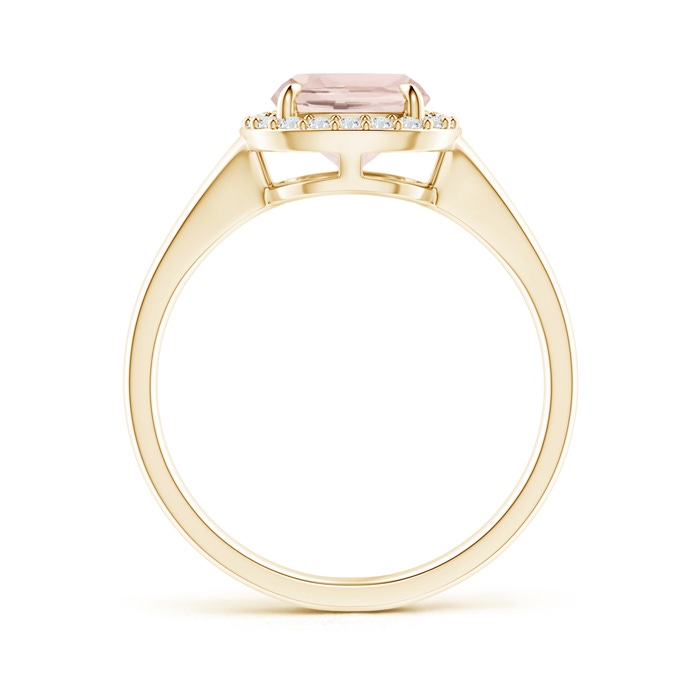9x7mm A Claw-Set Cushion Morganite Halo Split Shank Ring in Yellow Gold side-1