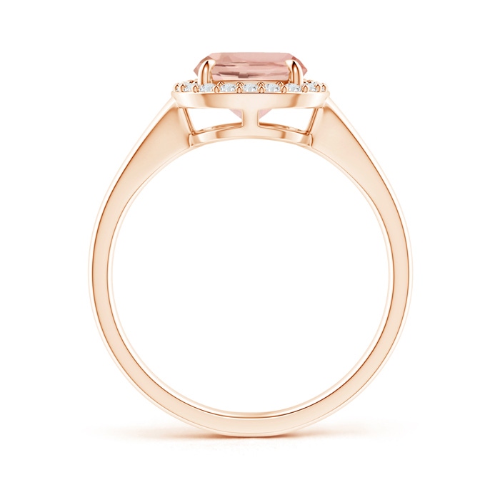 9x7mm AAA Claw-Set Cushion Morganite Halo Split Shank Ring in Rose Gold side-1