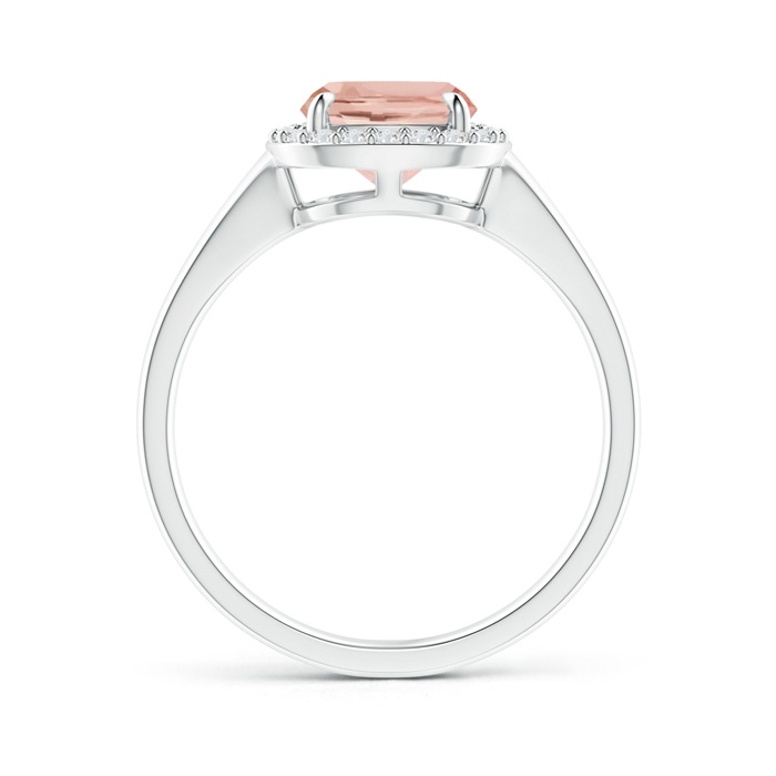 9x7mm AAA Claw-Set Cushion Morganite Halo Split Shank Ring in White Gold side-1