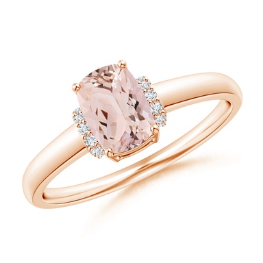 Solitaire Oval Morganite Ring with Trio Diamond Accents