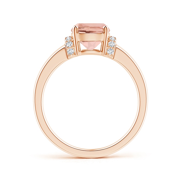 9x7mm AAAA Cushion Morganite Ring with Diamond Collar in Rose Gold Side-1