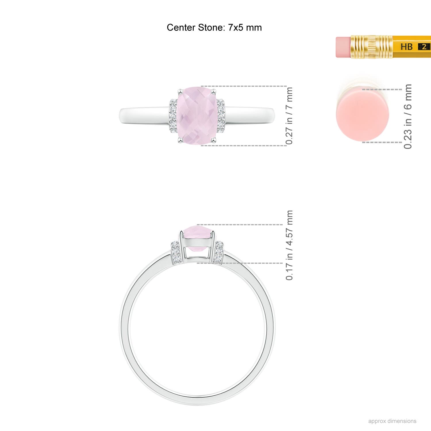 A - Rose Quartz / 0.77 CT / 14 KT White Gold