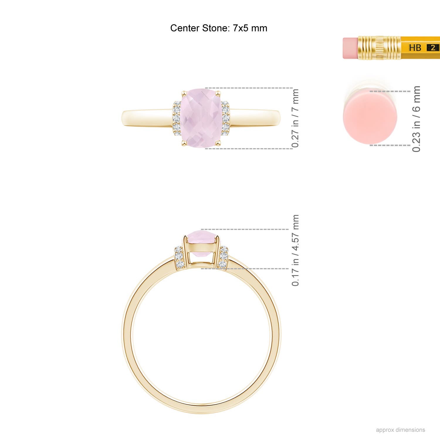 A - Rose Quartz / 0.77 CT / 14 KT Yellow Gold