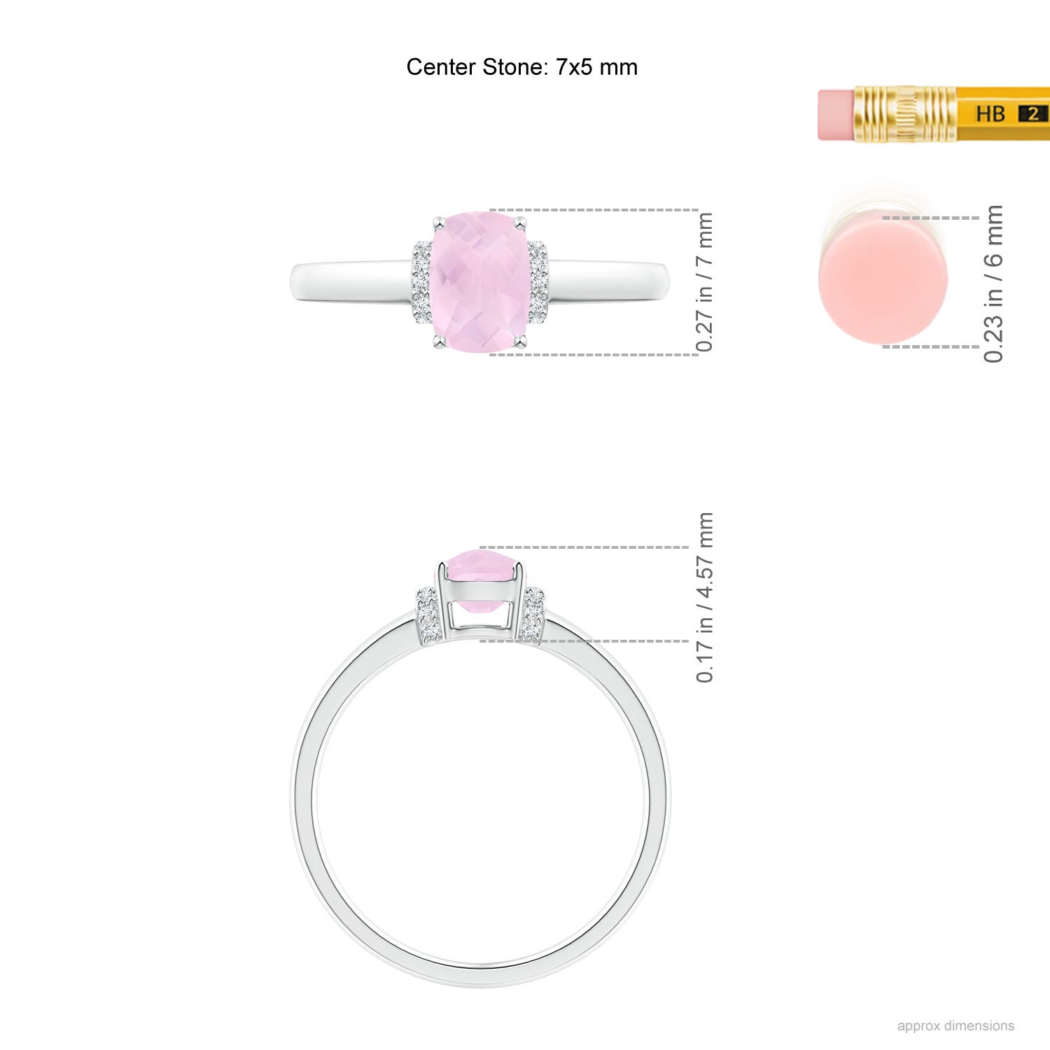 AAA - Rose Quartz / 0.77 CT / 14 KT White Gold