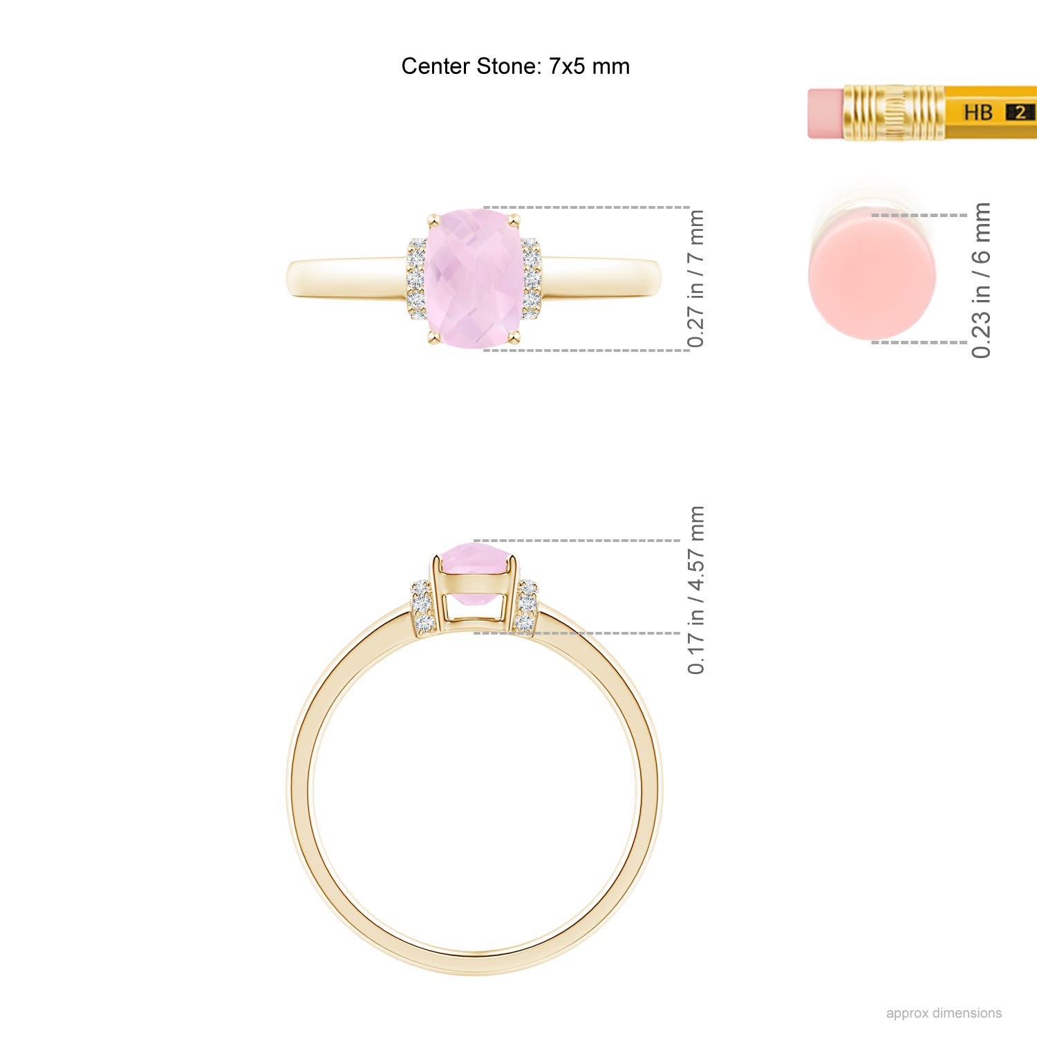 AAA - Rose Quartz / 0.77 CT / 14 KT Yellow Gold