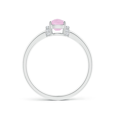 7x5mm AAAA Cushion Rose Quartz Ring with Diamond Collar in White Gold - side 3