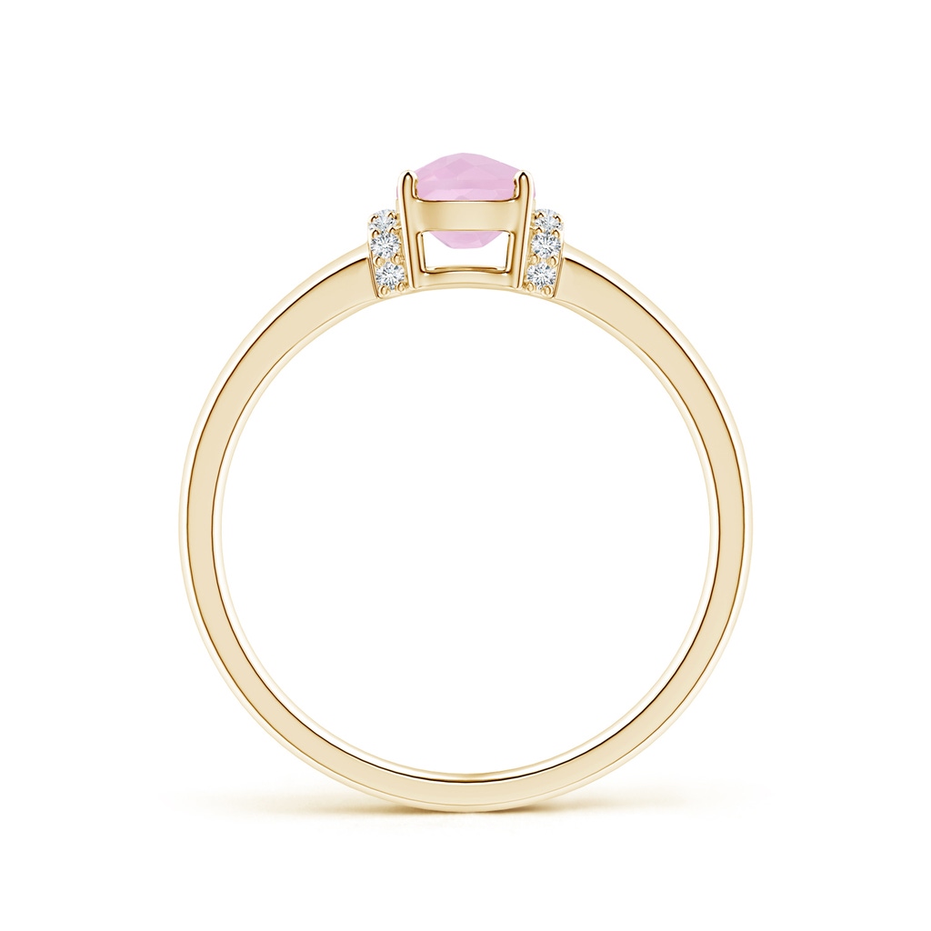 7x5mm AAAA Cushion Rose Quartz Ring with Diamond Collar in Yellow Gold - side 199