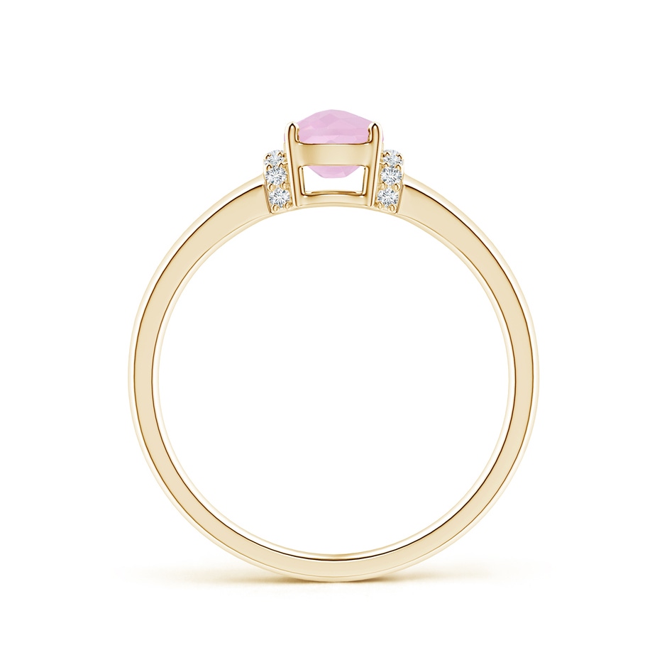7x5mm AAAA Cushion Rose Quartz Ring with Diamond Collar in Yellow Gold side 199