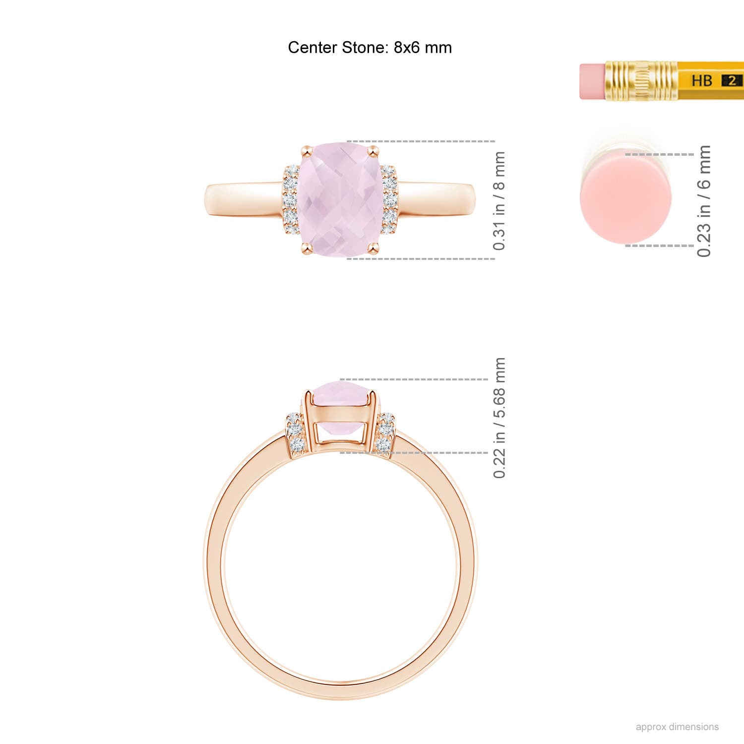 A - Rose Quartz / 1.28 CT / 14 KT Rose Gold