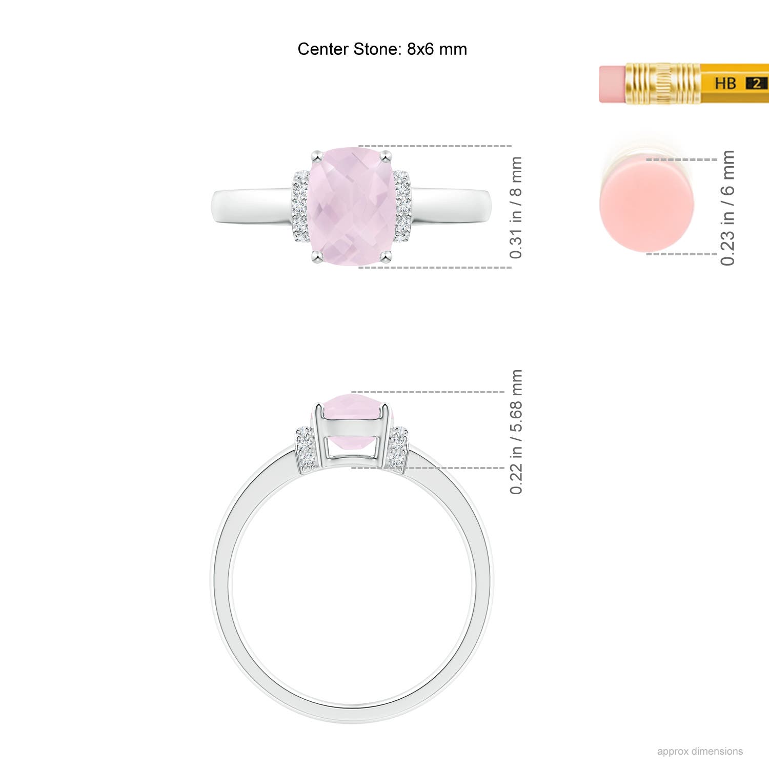 A - Rose Quartz / 1.28 CT / 14 KT White Gold