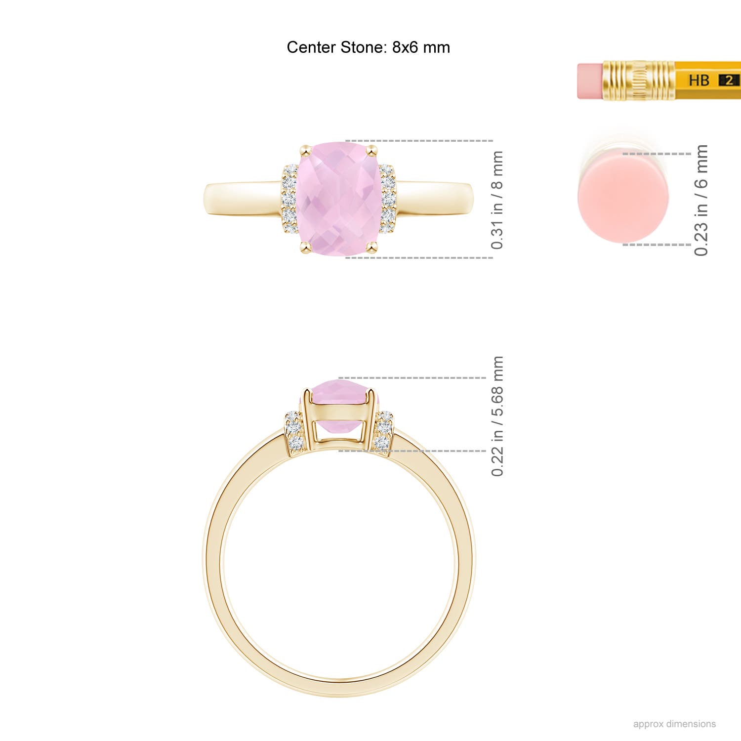 AAAA - Rose Quartz / 1.28 CT / 14 KT Yellow Gold