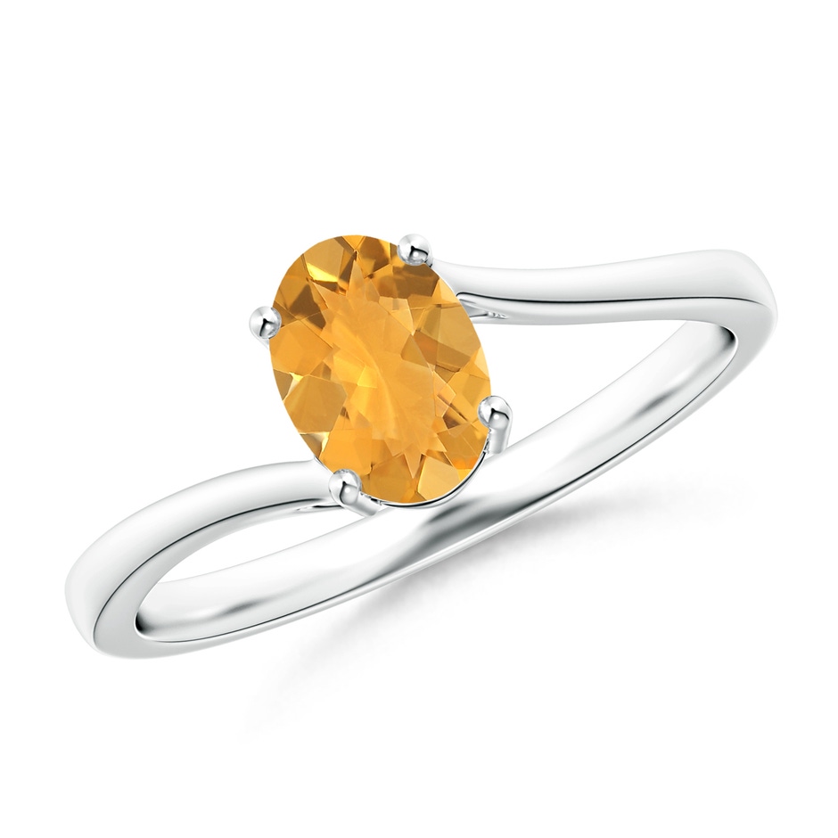 7x5mm A Prong Set Oval Fire Opal Solitaire Bypass Ring in White Gold 