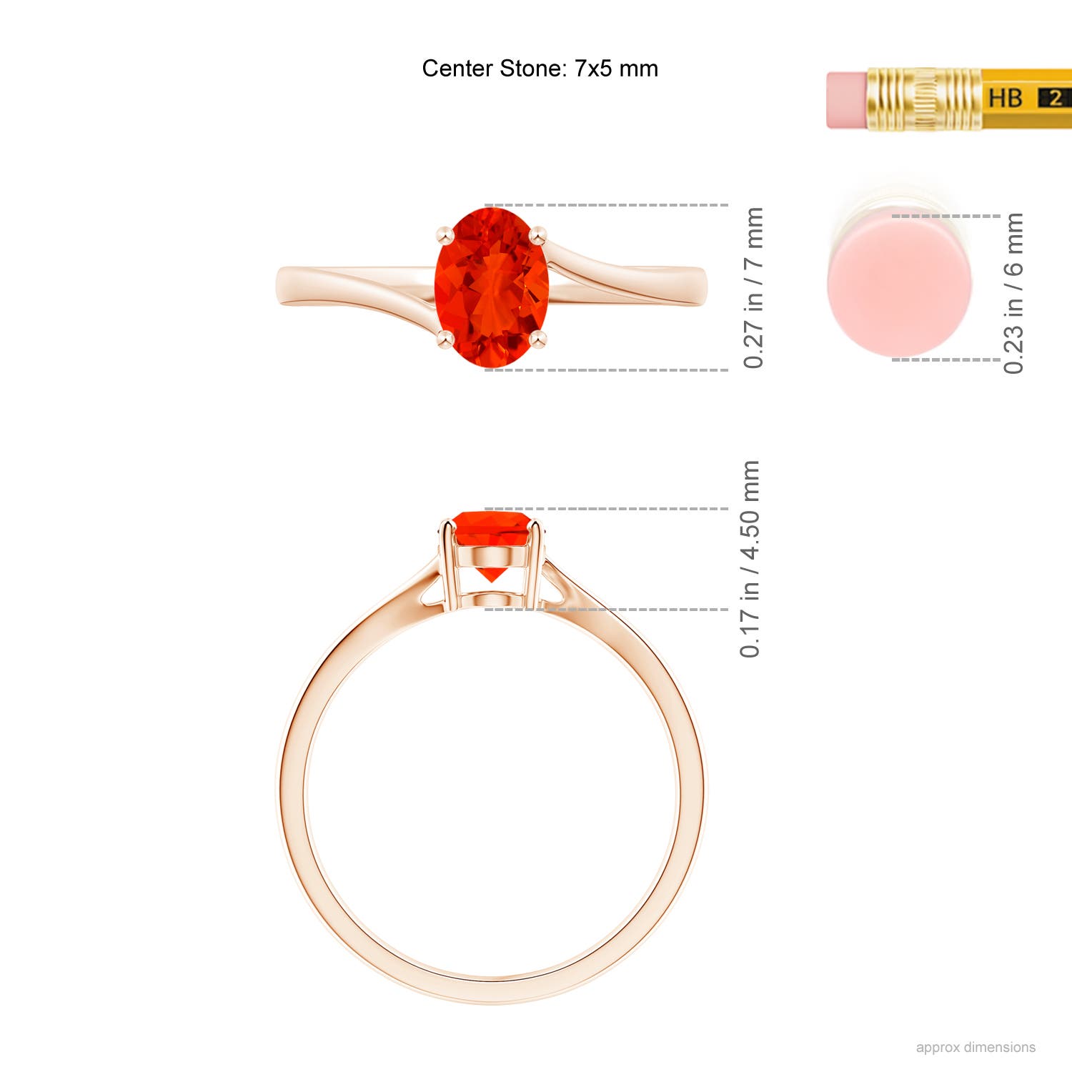 AAAA - Fire Opal / 0.5 CT / 14 KT Rose Gold