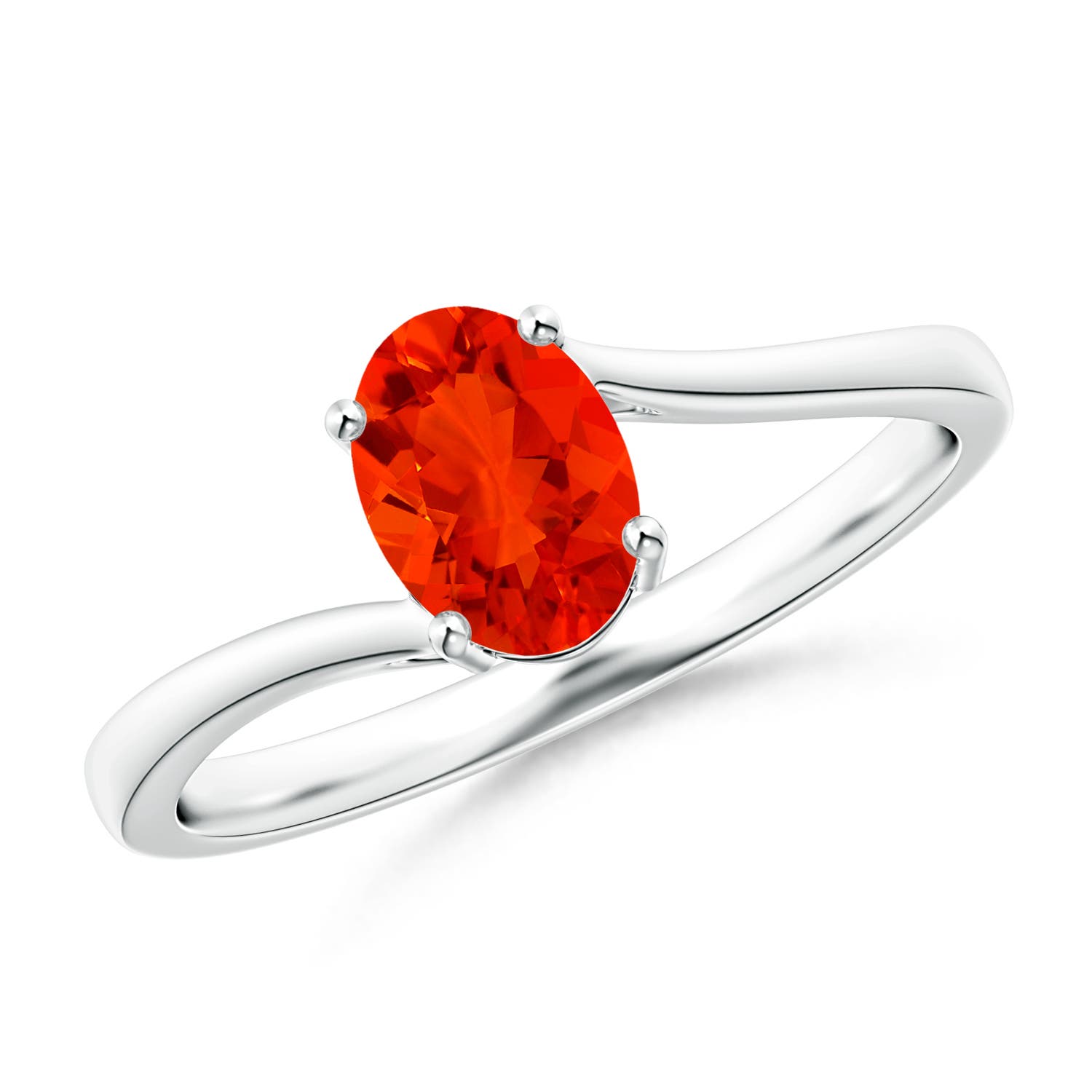 AAAA - Fire Opal / 0.5 CT / 14 KT White Gold