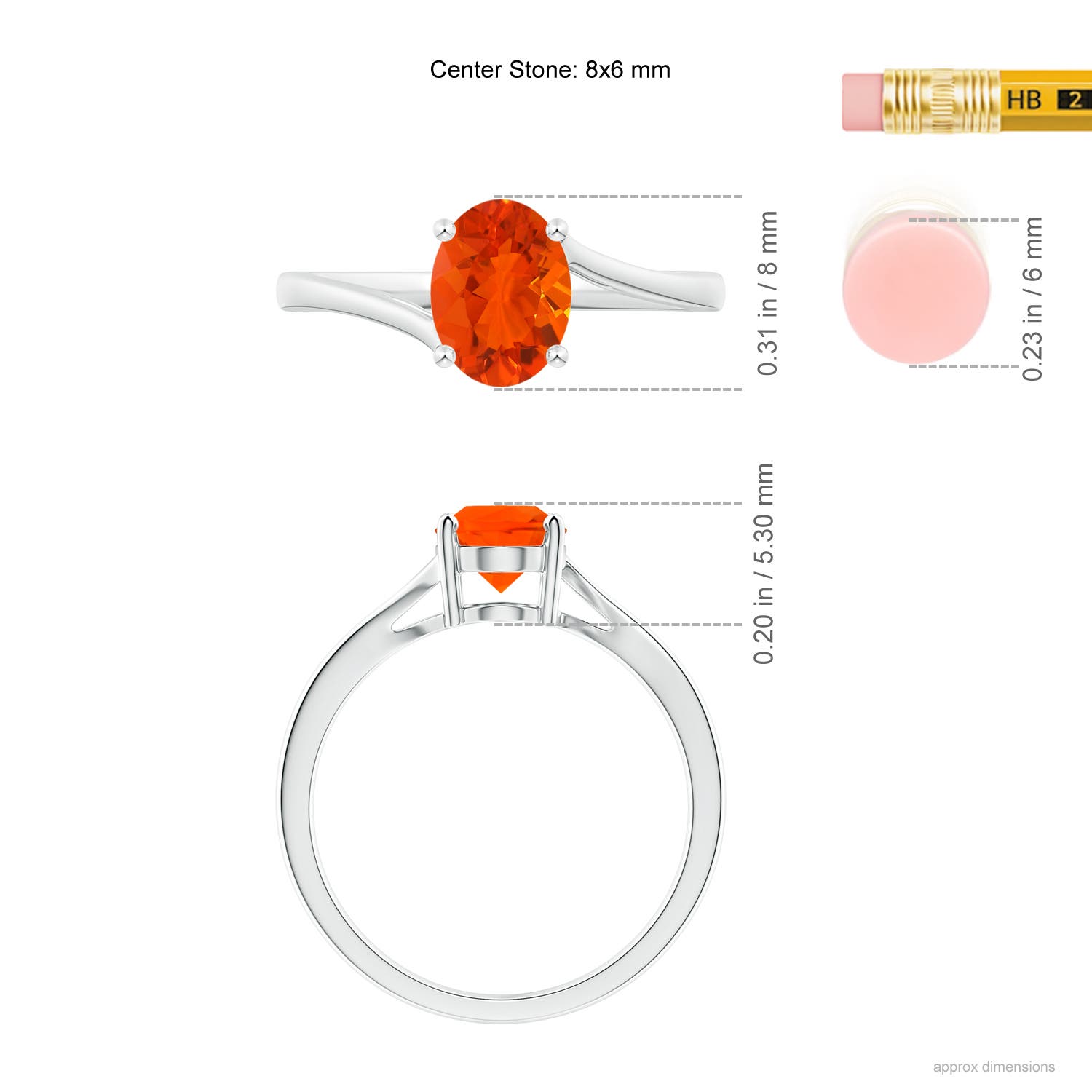 AAA - Fire Opal / 0.8 CT / 14 KT White Gold