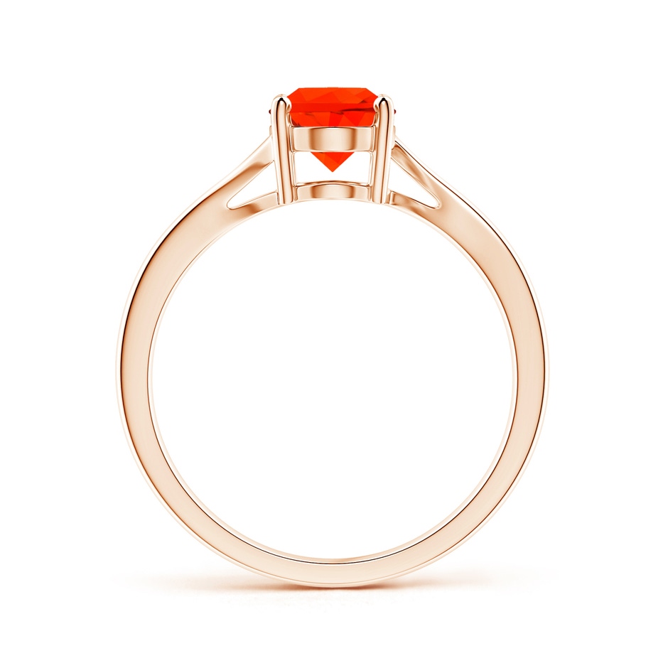 8x6mm AAAA Prong Set Oval Fire Opal Solitaire Bypass Ring in Rose Gold side-1