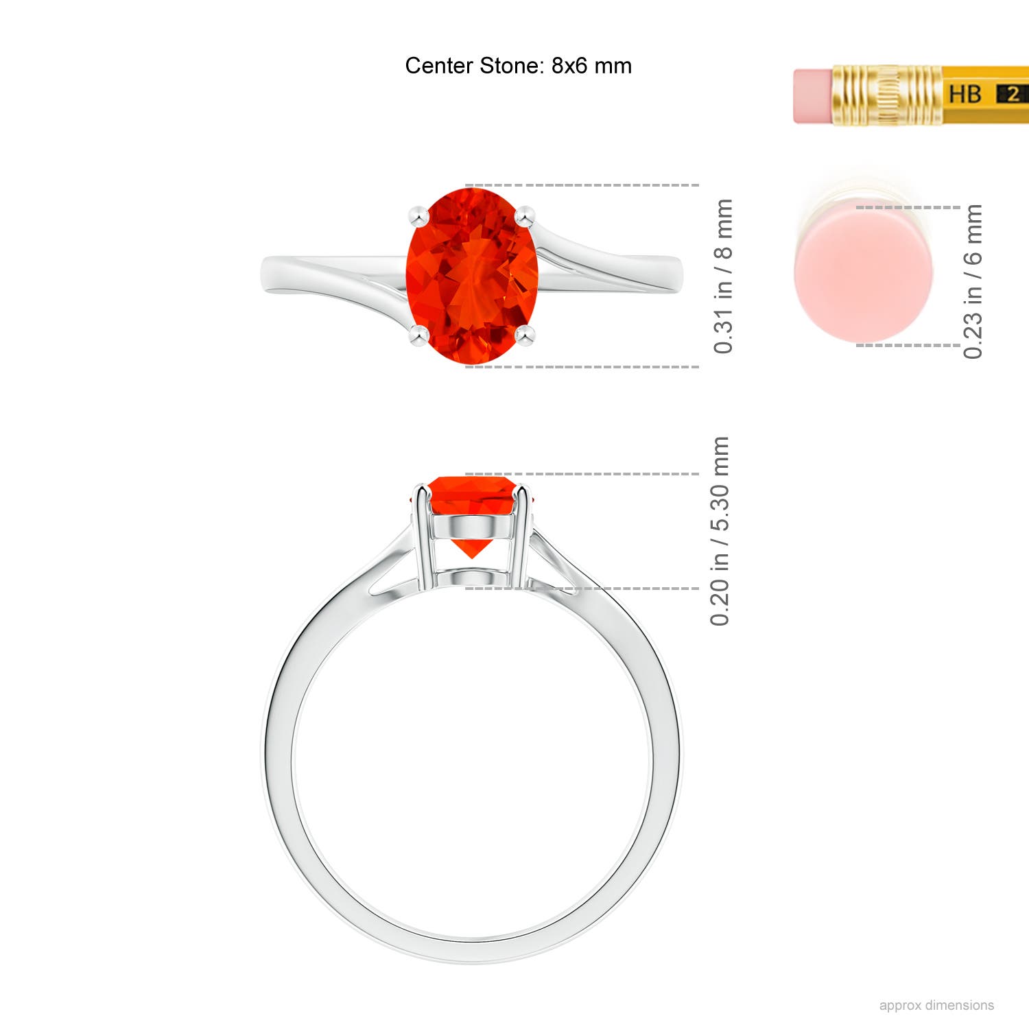 AAAA - Fire Opal / 0.8 CT / 14 KT White Gold