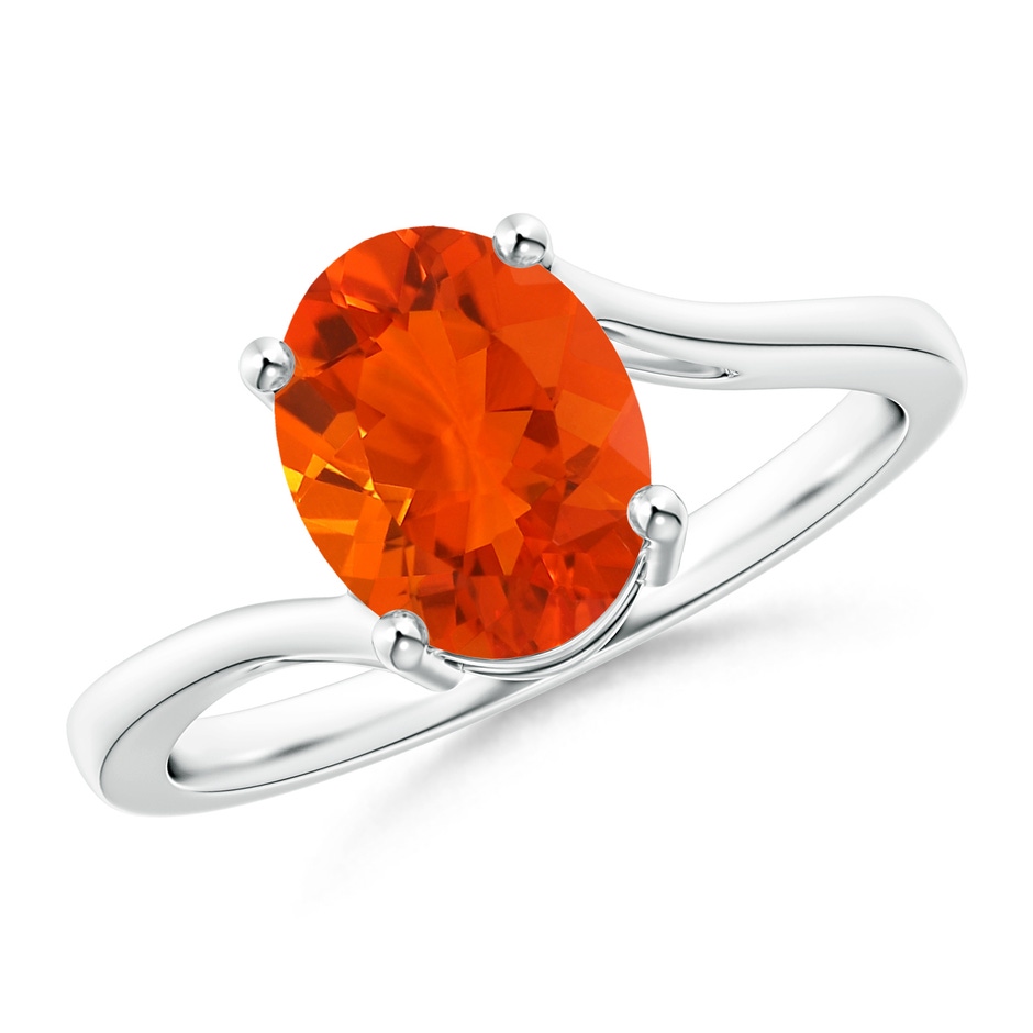 9x7mm AAA Prong Set Oval Fire Opal Solitaire Bypass Ring in White Gold 