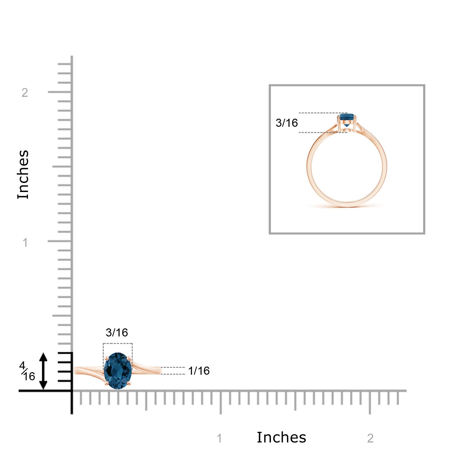 AAA - London Blue Topaz / 0.95 CT / 14 KT Rose Gold