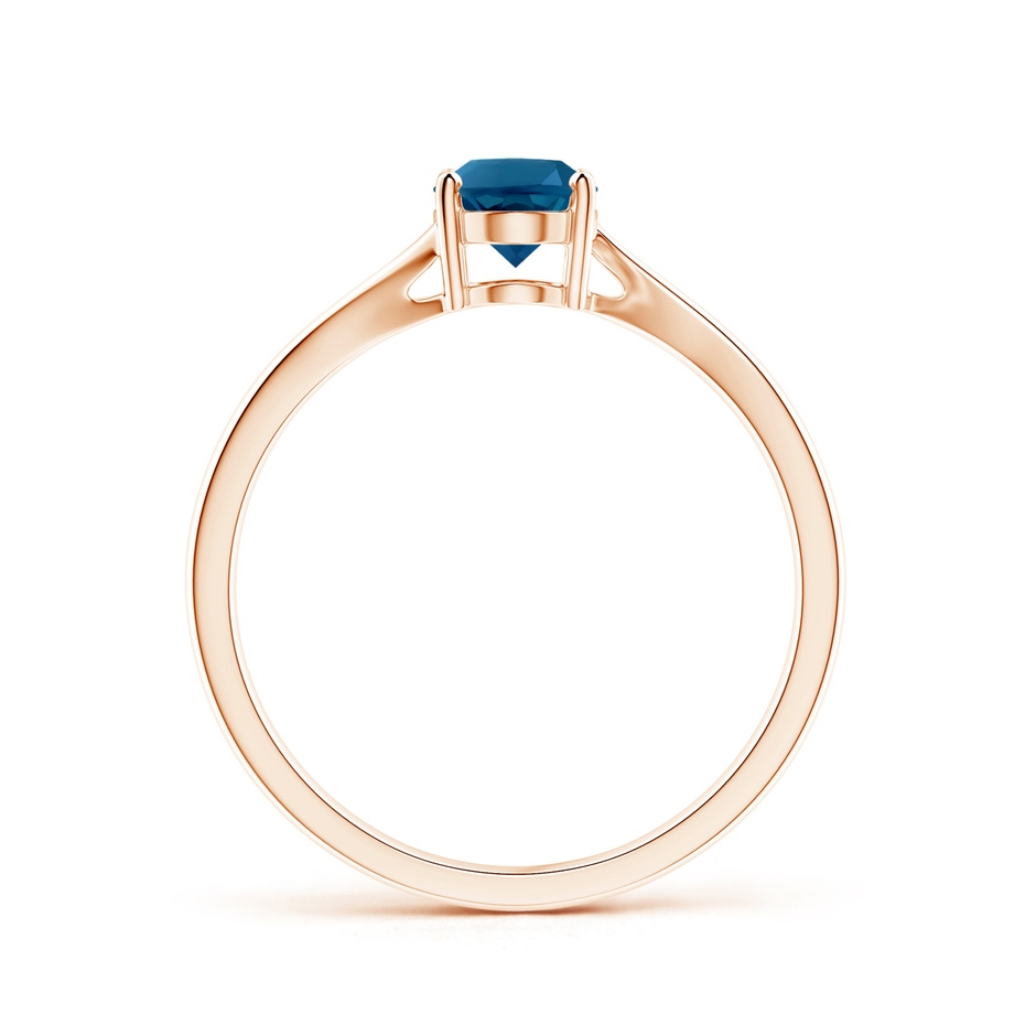 7x5mm AAAA Prong Set Oval London Blue Topaz Solitaire Bypass Ring in Rose Gold product image