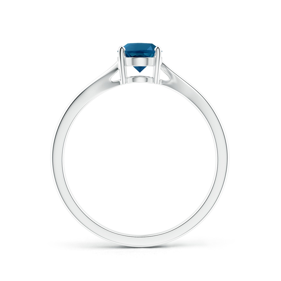 7x5mm AAAA Prong Set Oval London Blue Topaz Solitaire Bypass Ring in White Gold product image