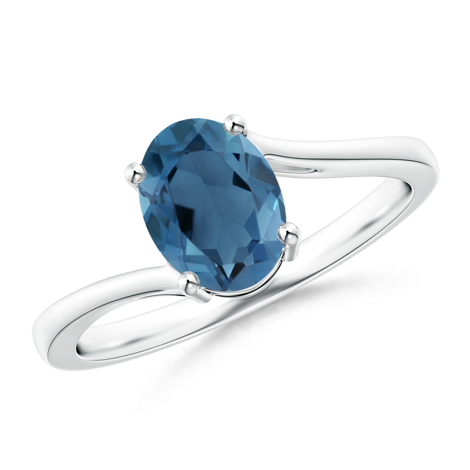 8x6mm A Prong Set Oval London Blue Topaz Solitaire Bypass Ring in P950 Platinum 