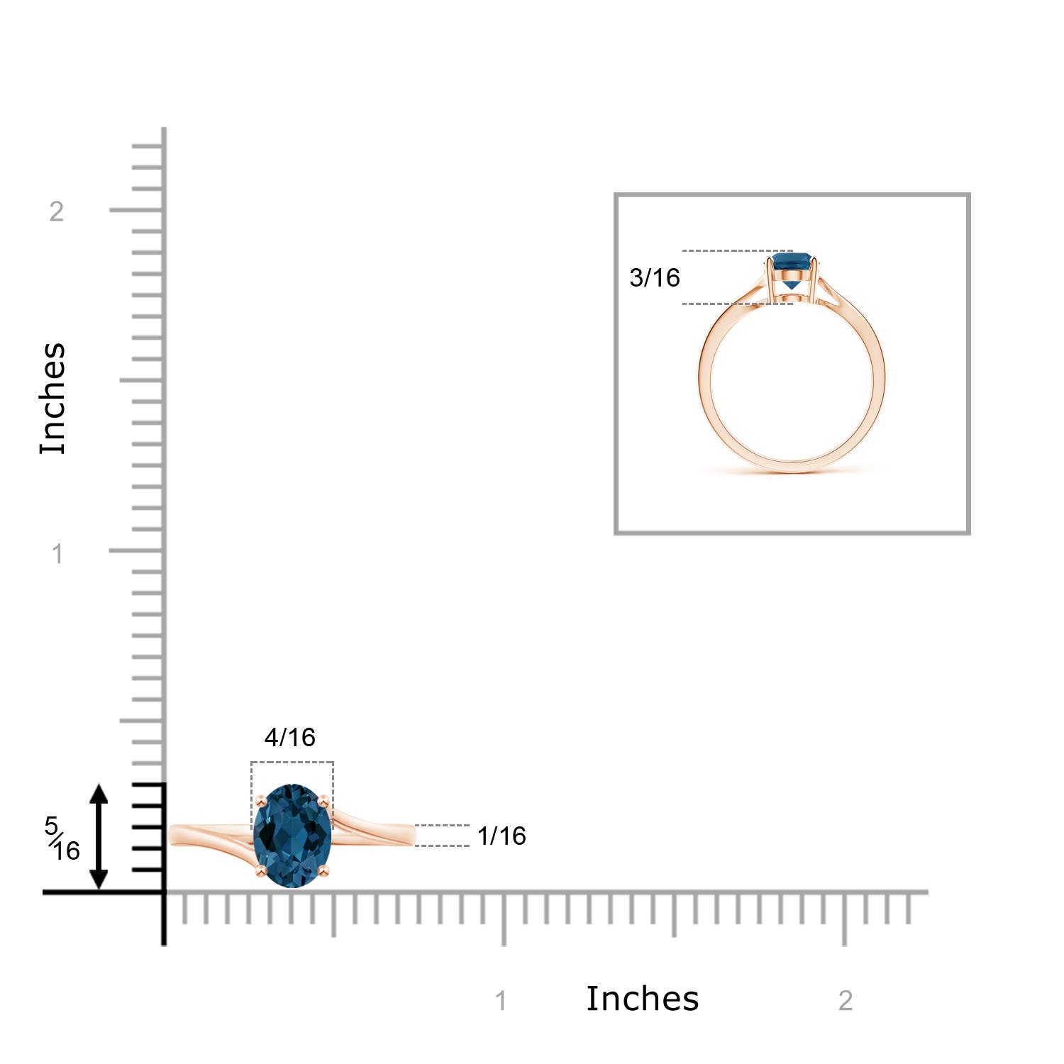 AAA - London Blue Topaz / 1.5 CT / 14 KT Rose Gold