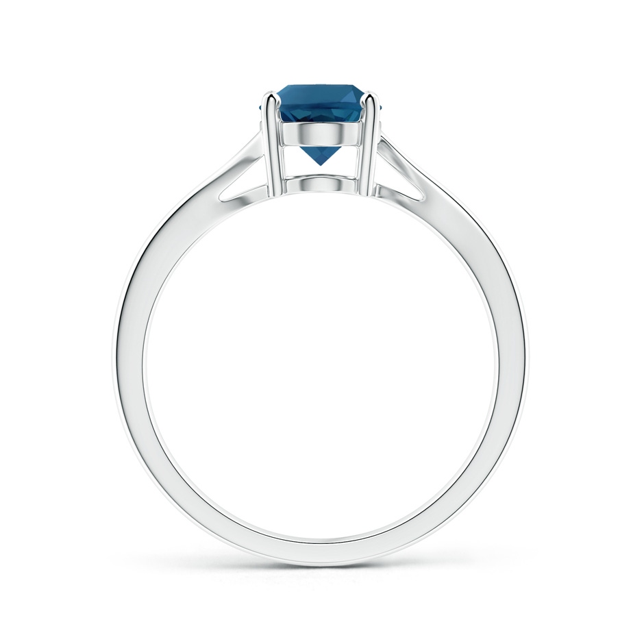 8x6mm AAA Prong Set Oval London Blue Topaz Solitaire Bypass Ring in White Gold product image