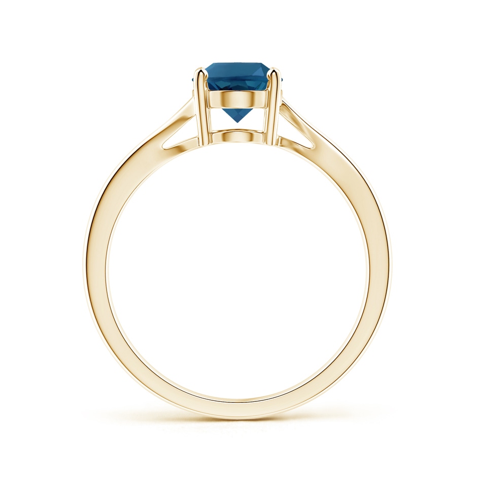 8x6mm AAA Prong Set Oval London Blue Topaz Solitaire Bypass Ring in Yellow Gold product image