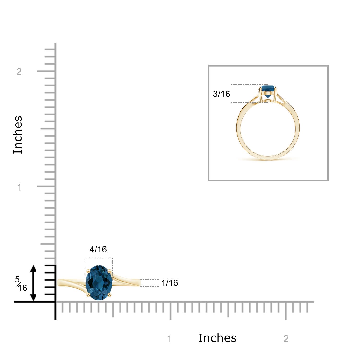 AAA - London Blue Topaz / 1.5 CT / 14 KT Yellow Gold