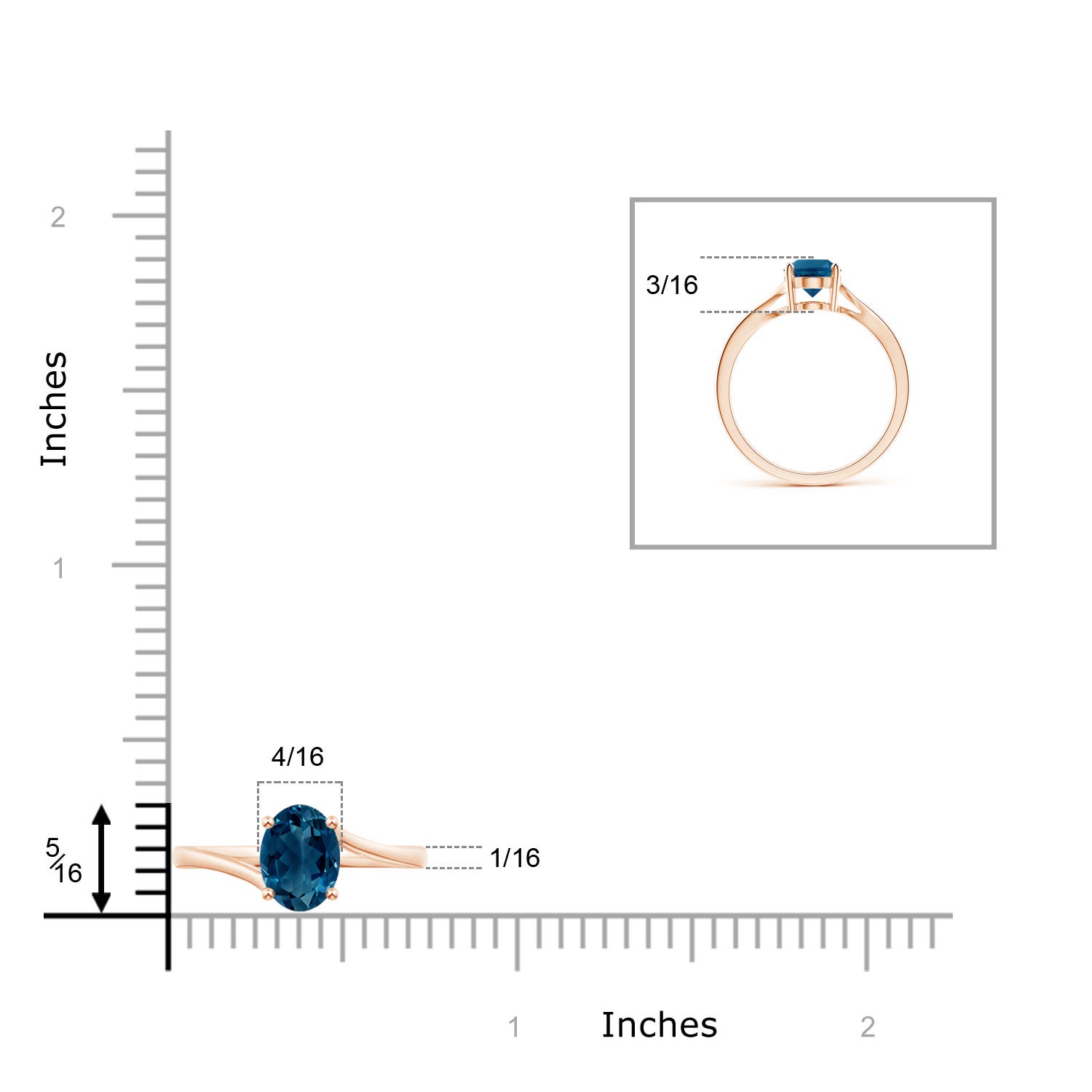 AAAA - London Blue Topaz / 1.5 CT / 14 KT Rose Gold