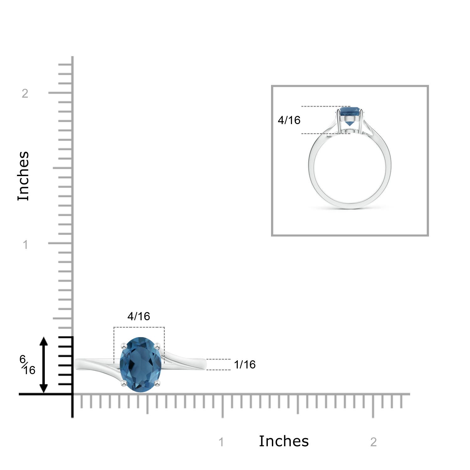 A - London Blue Topaz / 2.25 CT / 14 KT White Gold