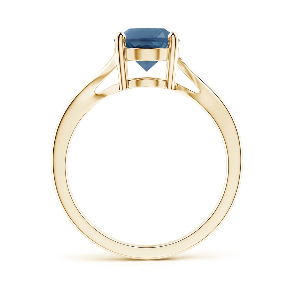 9x7mm A Prong Set Oval London Blue Topaz Solitaire Bypass Ring in Yellow Gold product image