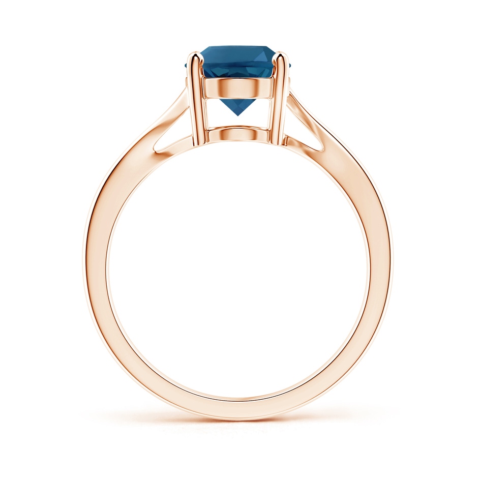 9x7mm AAA Prong Set Oval London Blue Topaz Solitaire Bypass Ring in Rose Gold product image