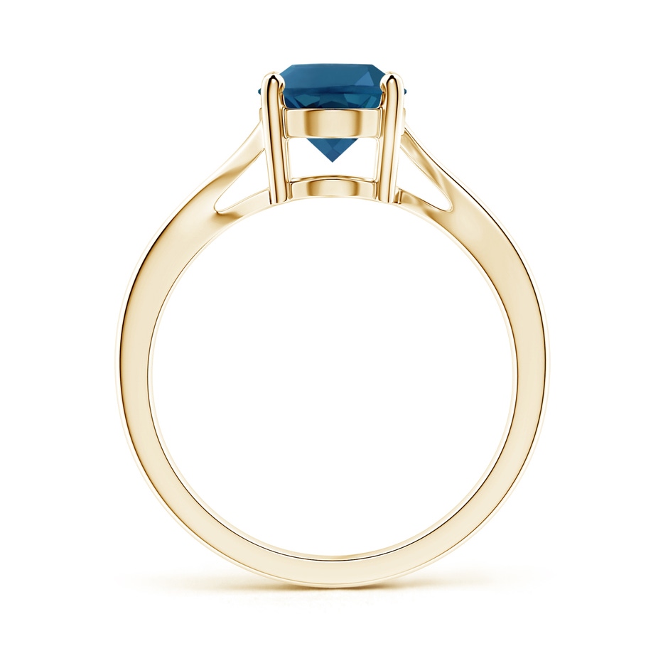 9x7mm AAA Prong Set Oval London Blue Topaz Solitaire Bypass Ring in Yellow Gold product image