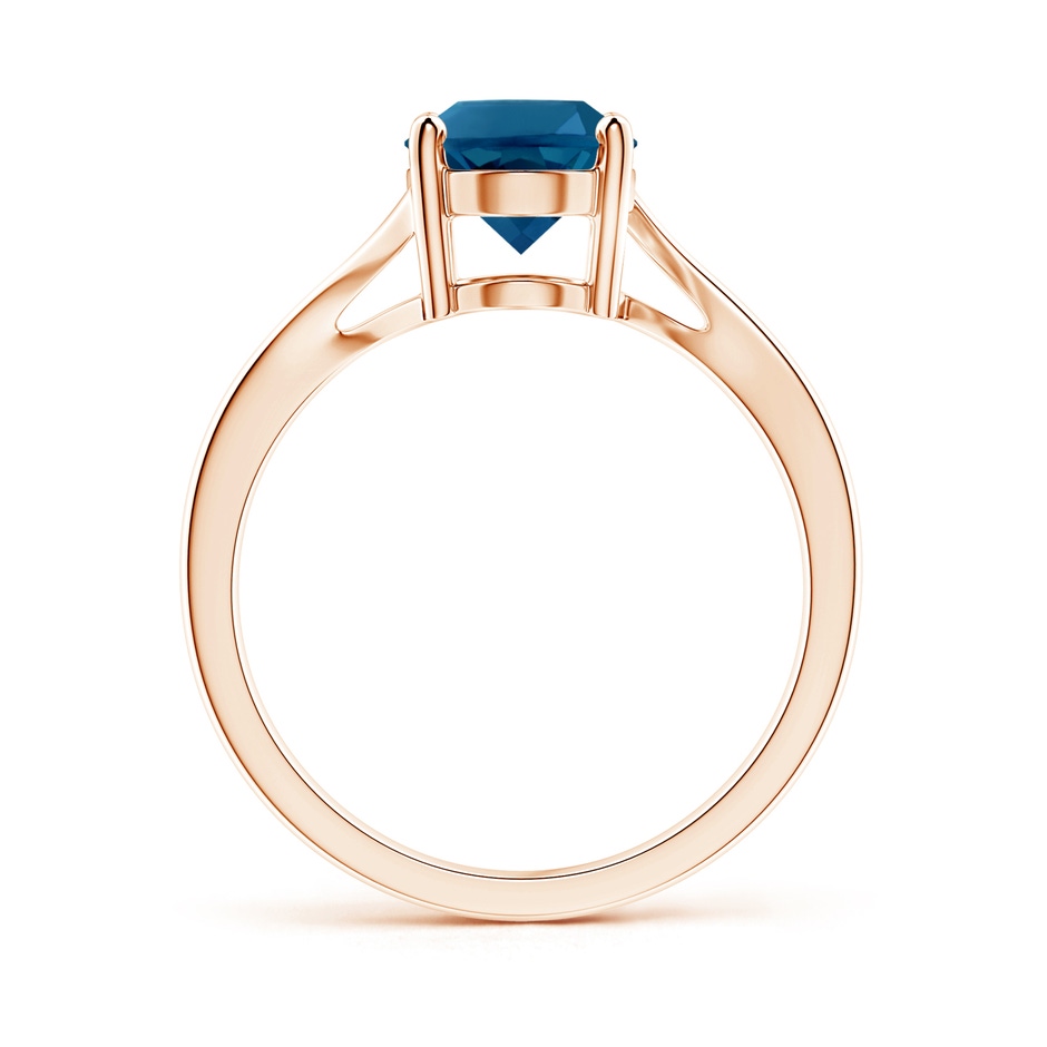 9x7mm AAAA Prong Set Oval London Blue Topaz Solitaire Bypass Ring in Rose Gold product image