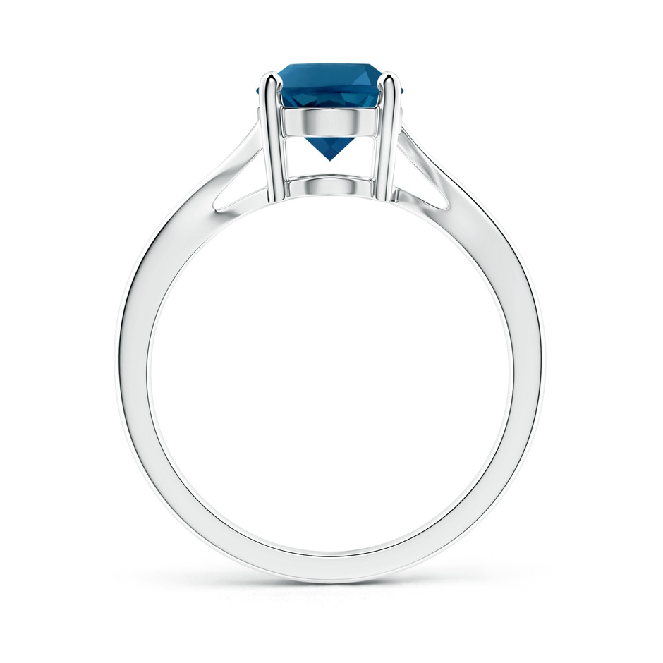 9x7mm AAAA Prong Set Oval London Blue Topaz Solitaire Bypass Ring in White Gold product image