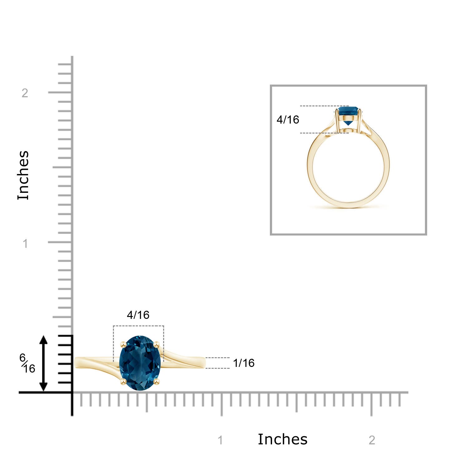 AAAA - London Blue Topaz / 2.25 CT / 14 KT Yellow Gold