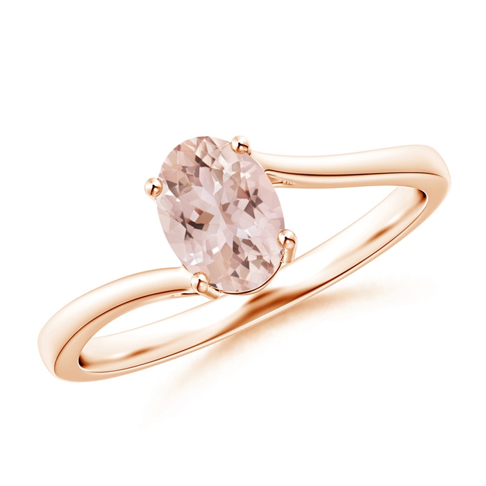 7x5mm AAA Prong-Set Oval Morganite Solitaire Bypass Ring in Rose Gold