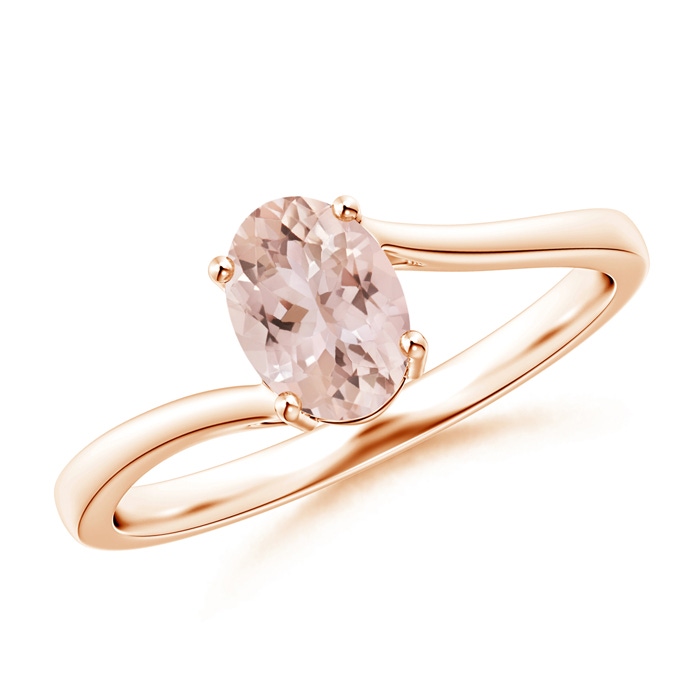 7x5mm AAA Prong-Set Oval Morganite Solitaire Bypass Ring in Rose Gold 