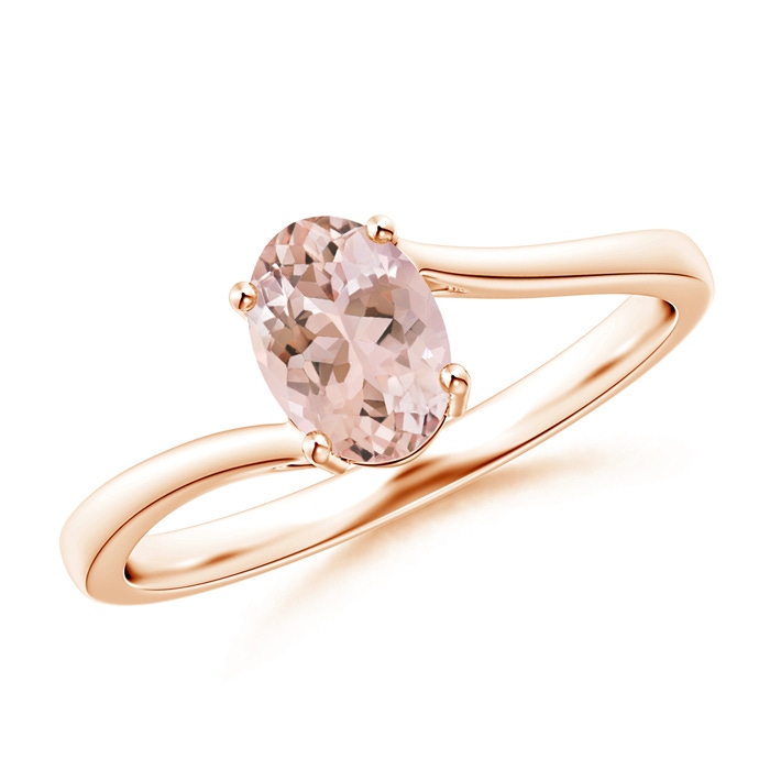 7x5mm AAAA Prong-Set Oval Morganite Solitaire Bypass Ring in 9K Rose Gold 