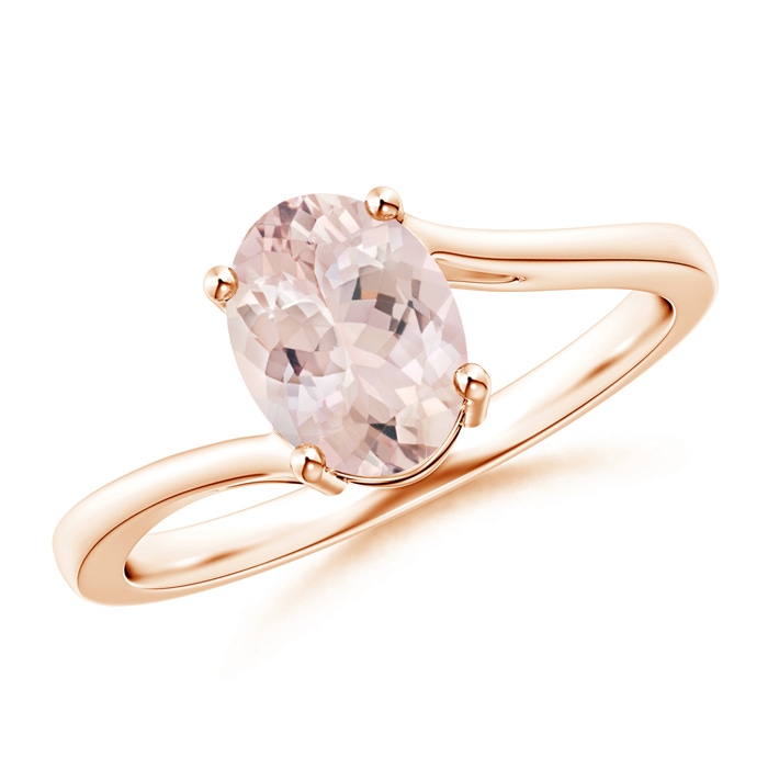 8x6mm AA Prong-Set Oval Morganite Solitaire Bypass Ring in 10K Rose Gold 